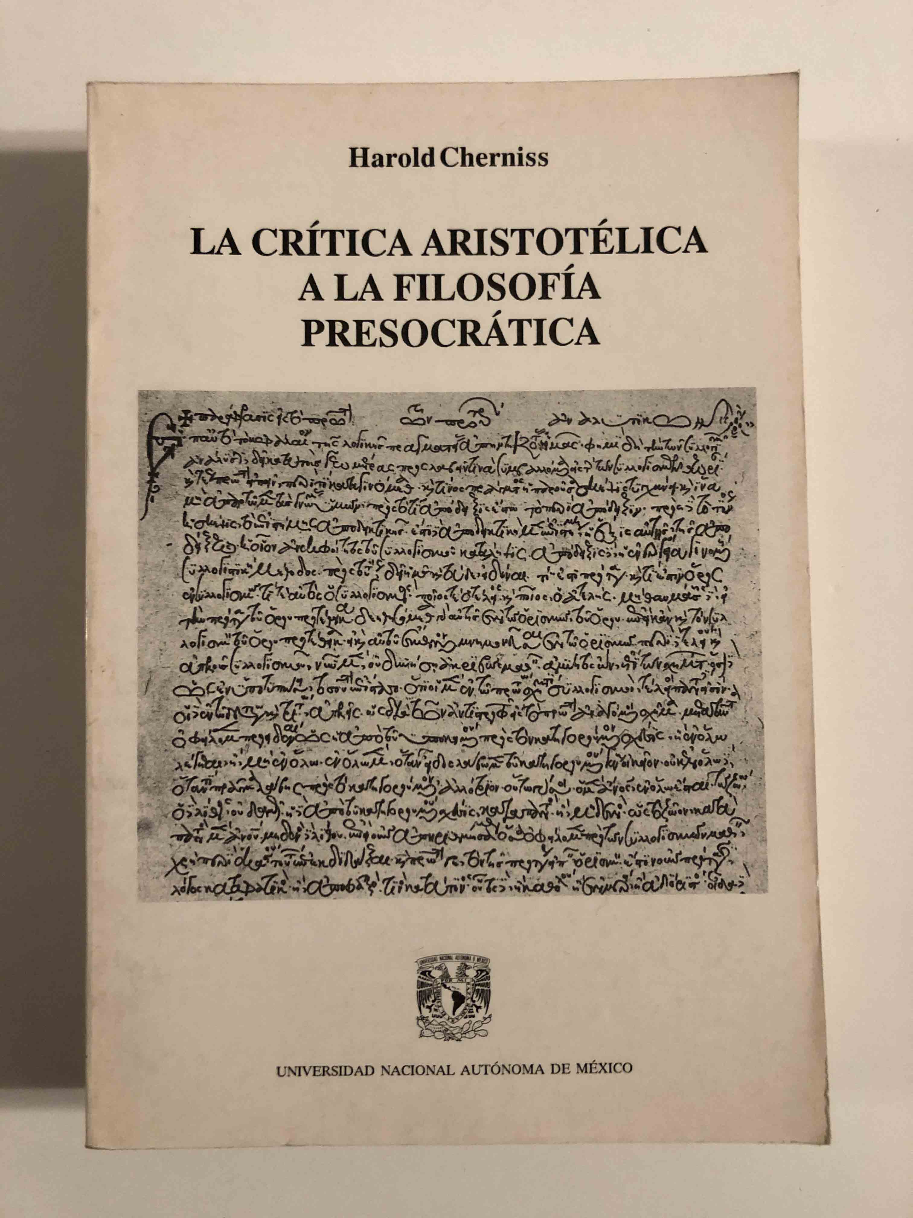 La crítica aristótelica a la filosofía presocrática